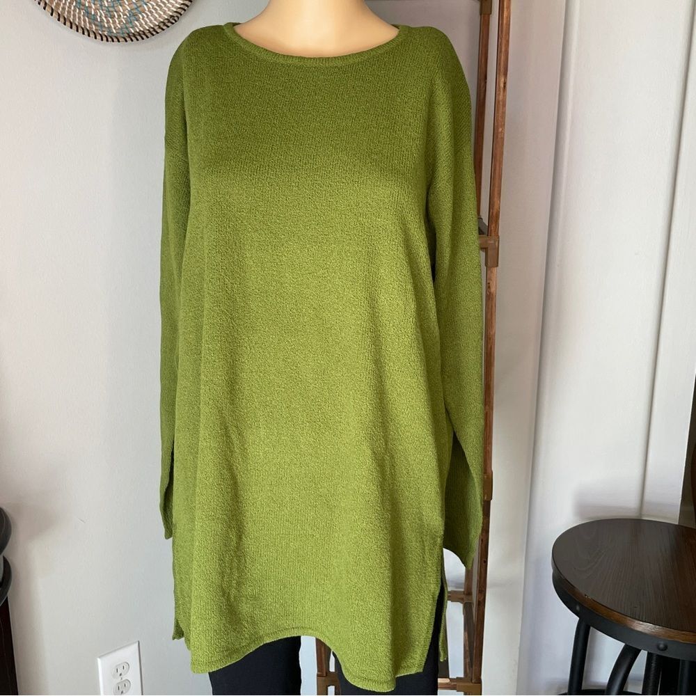 Vintage Express Tricot Boat Neck Oversized Sweater Green Size Medium